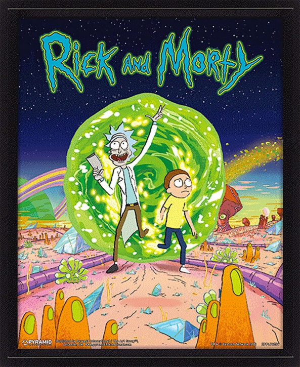 Rick and Morty - 3D-Effekt Poster im Rahmen - Portal