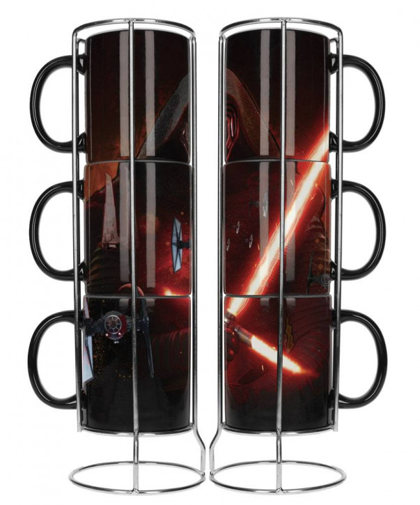 Star Wars Episode VII - Tassen Set mit Metallständer - Kylo Lightsaber
