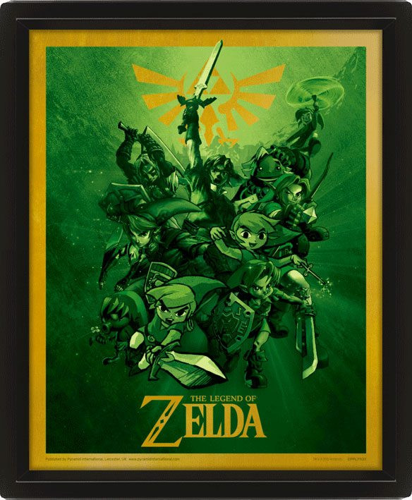 Legend of Zelda - 3D-Effekt Poster im Rahmen - Link