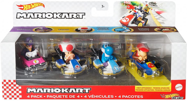 Hot Wheels GXX98 - Mario Kart - 4er-Fahrzeugsortiment #1