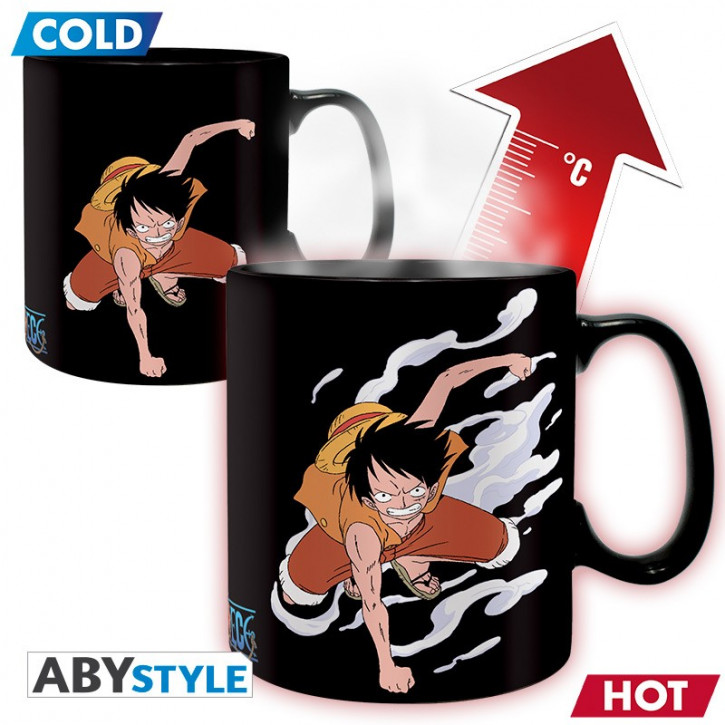 One Piece - Mug Heat Change - 460 ml - Luffy & Ace - box