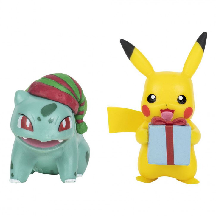 Pokémon - Battle Figure Pack Minifiguren 2er-Pack Weihnachts-Edition - Pikachu & Bisasam